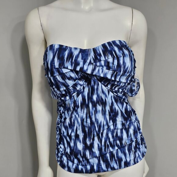 Anne Cole Twist-Front Shirred Bandeau Tankini Top - Picture 2 of 8
